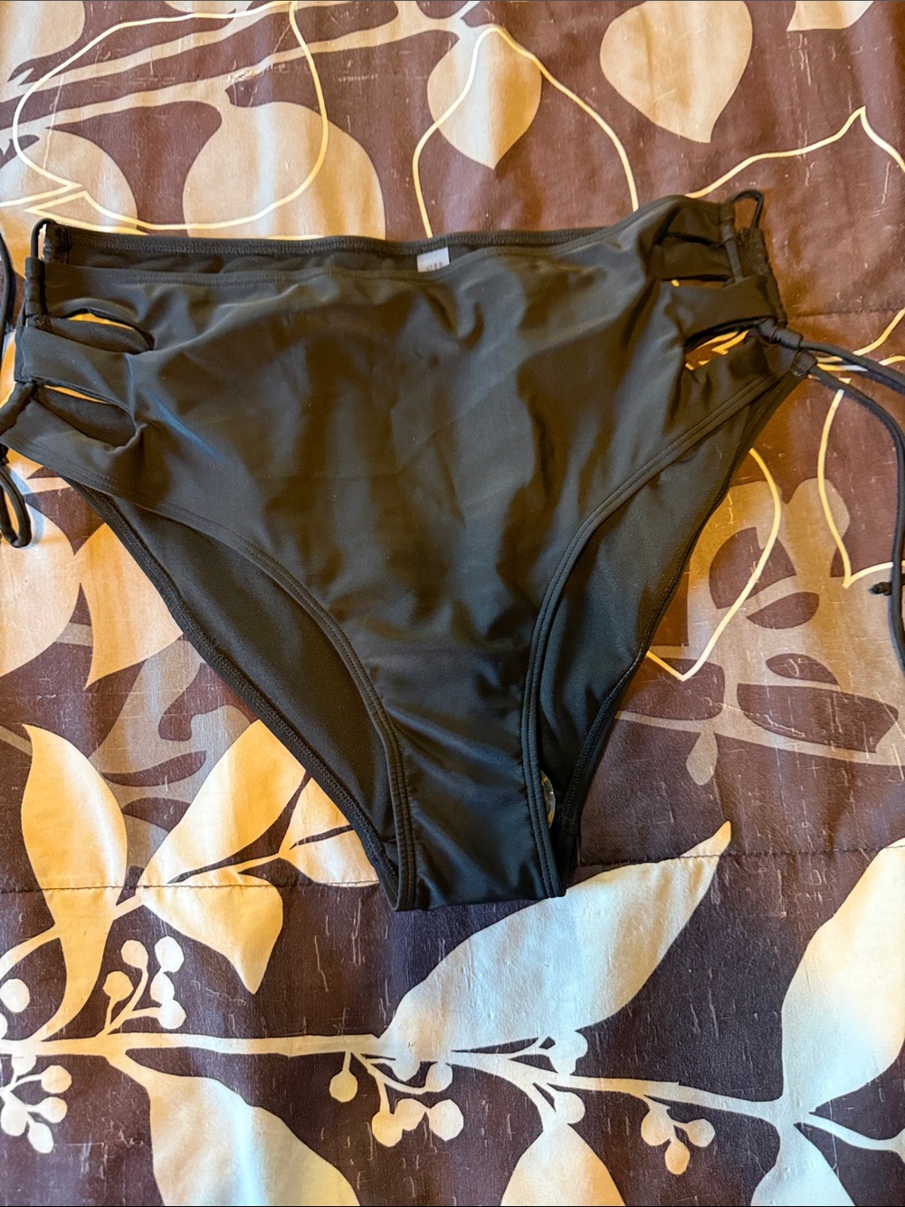 High-Waist Black Swim Bottom with Side Tie Cutouts